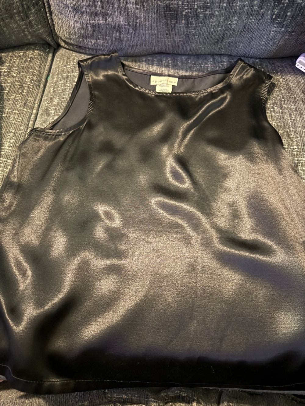 Black apostrophe Faux Silk Blouse